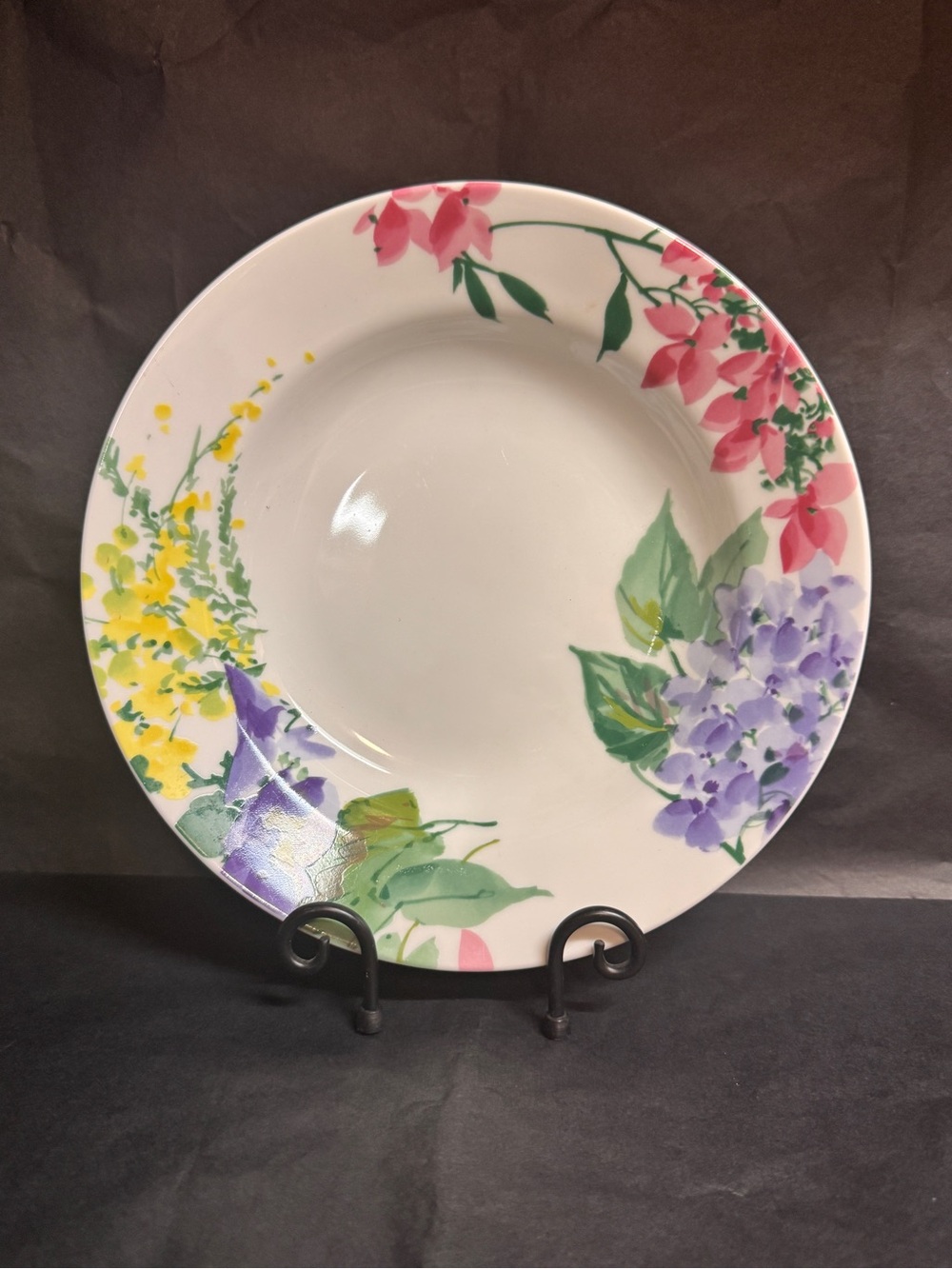 Vintage Savoir Vivre "Meadow Splendor" Fine China Rimmed Soup Bowls - Set of 6